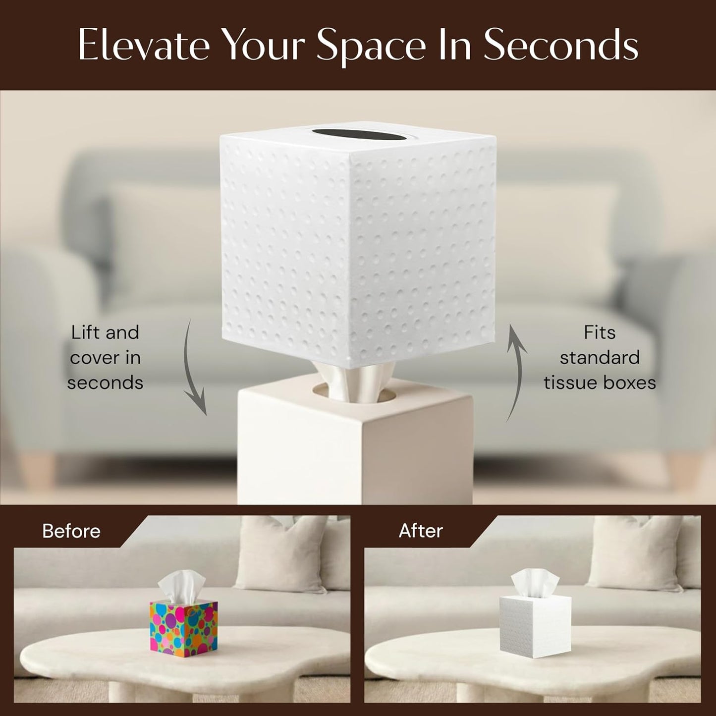 Monarch Abode Tissue Box Cover Square – Hand Hammered White Metal Tissue Holder Box for Bathroom Accessory, Aesthetic Decorative Facial Napkin Cube for Modern Home Decor