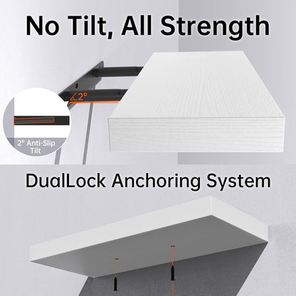 BAYKA White Floating Shelves for Wall – Rustic Wood Wall Shelves with Metal Brackets for Bathroom, Bedroom, Kitchen, or Living Room Decor Organization – Set of 3, Sturdy Storage with 22lb Capacity