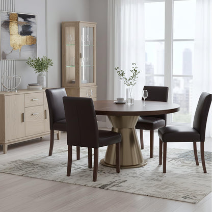 Dining Chairs Set of 4, Modern Faux Leather Dining Room Chair, Upholstered Parsons Kitchen Chairs for Restaurant & Cafe- Dark Brown