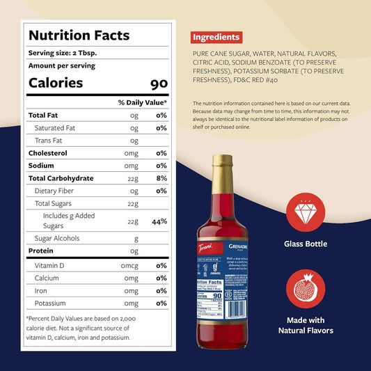 Torani Grenadine Syrup for Drinks, Flavoring for Sodas, Cocktails, and Mocktails, Pump Included, 25.4 Oz