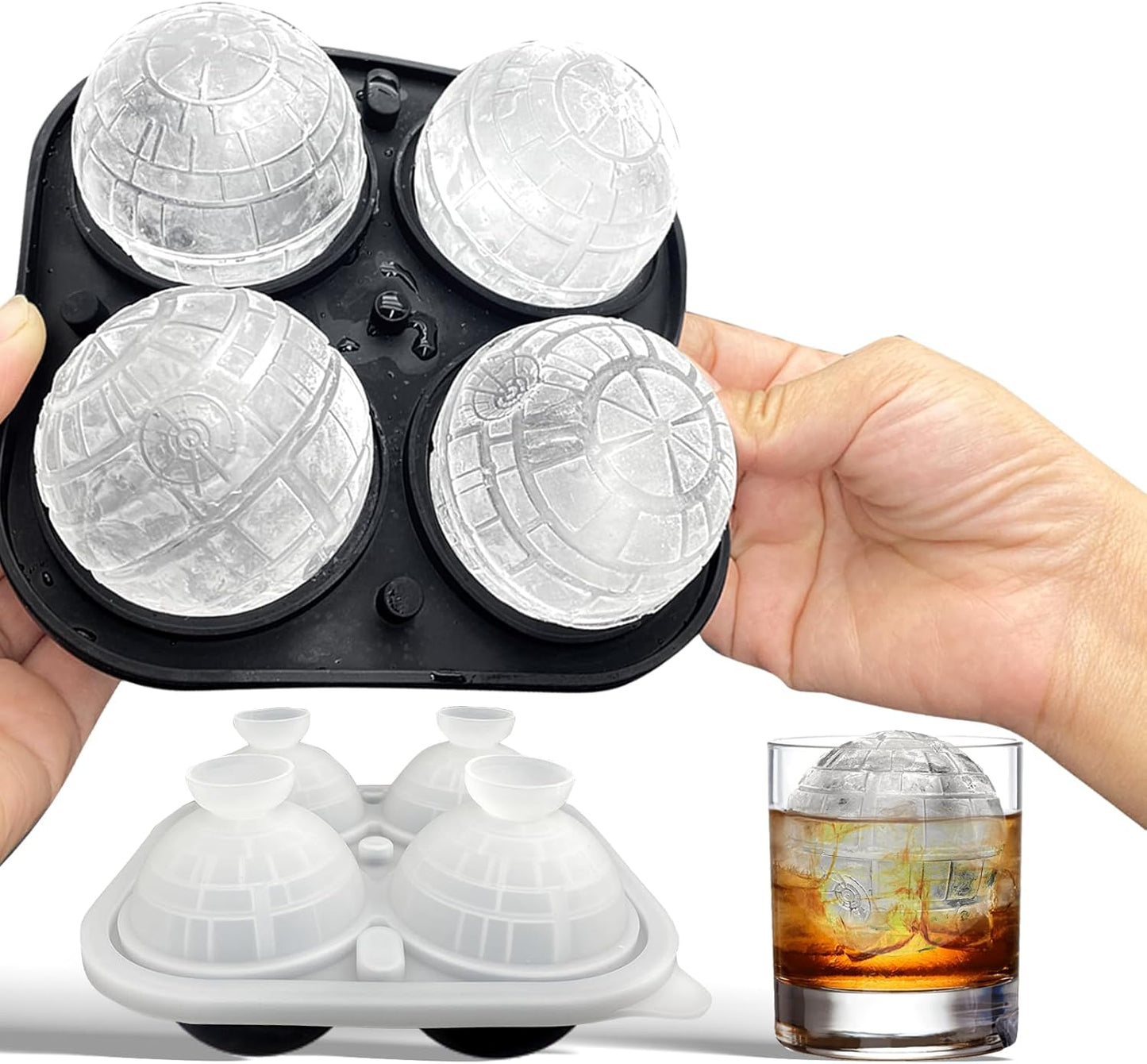 2.2" Sphere Ice Cube Molds Silicone 3D Big Ice Ball Maker Novelty Whiskey Ice Mold for Bourbon and Cola