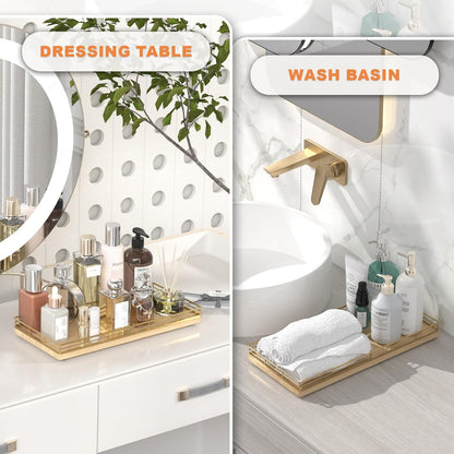 Oak Bathroom Toilet Tank Tray, 13" Wood Back of Toilet Paper Storage Tank Topper Basket, Vanity Tray for Perfume Makeup Candle Toiletry Organizer for Kitchen Coffee Table Natural Tray Decor