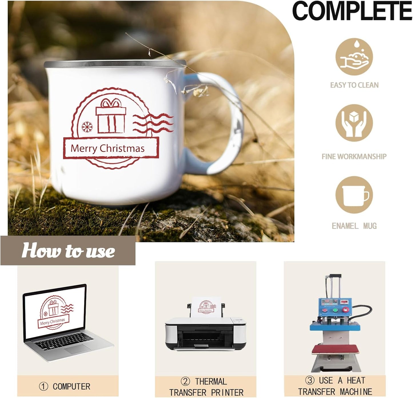 YOUKE OLA 16 Pack Sublimation Blanks Enamel Mug Camping Outdoor Coffee Travel Metal Mug with Silver Rim for Heat Transfer DIY Gift White 12oz