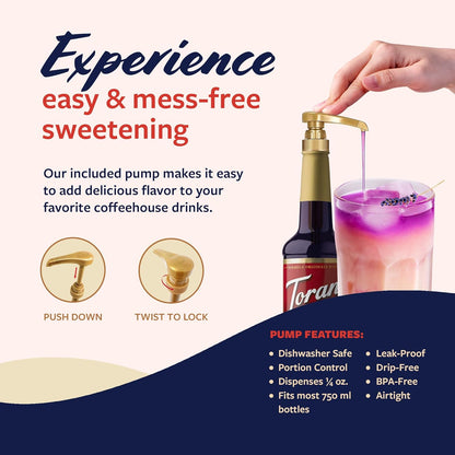 Torani Coffee Syrup, Lavender Flavored Syrup for Drinks, Pump Included, 25.4 Fl Oz