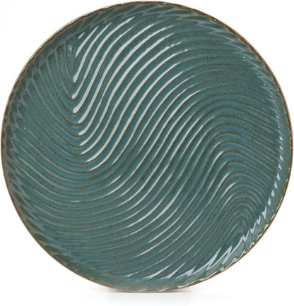 Vanity Tray with Brown Trim - Candle & Perfume Holder Organizer - Round, Green, 11"11" - Home Decor for Dresser, Table, Bathroom Countertop