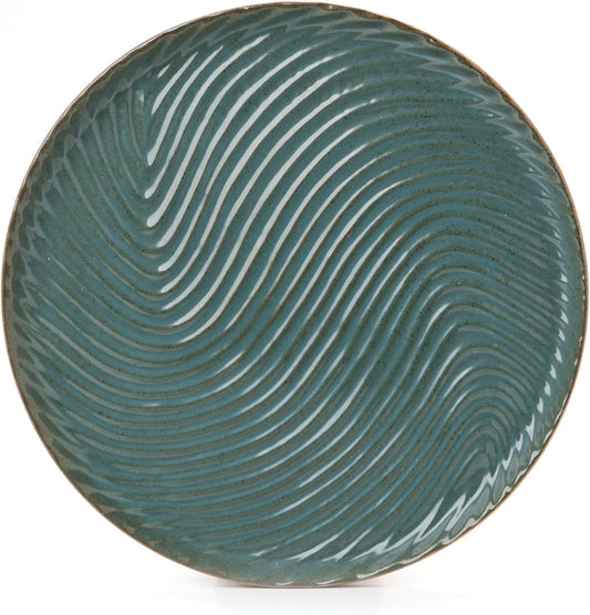 Vanity Tray with Brown Trim - Candle & Perfume Holder Organizer - Round, Green, 11"11" - Home Decor for Dresser, Table, Bathroom Countertop