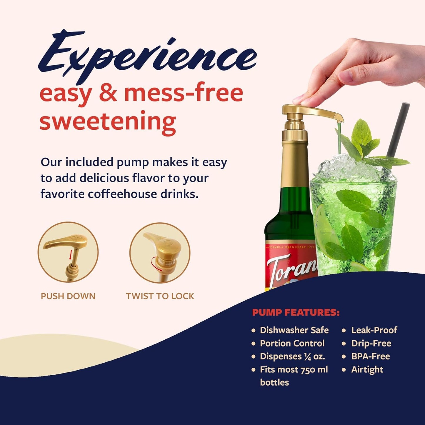 Torani Coffee Syrup, Crème de Menthe Flavored Syrup for Drinks, Pump Included, 25.4 Fl Oz