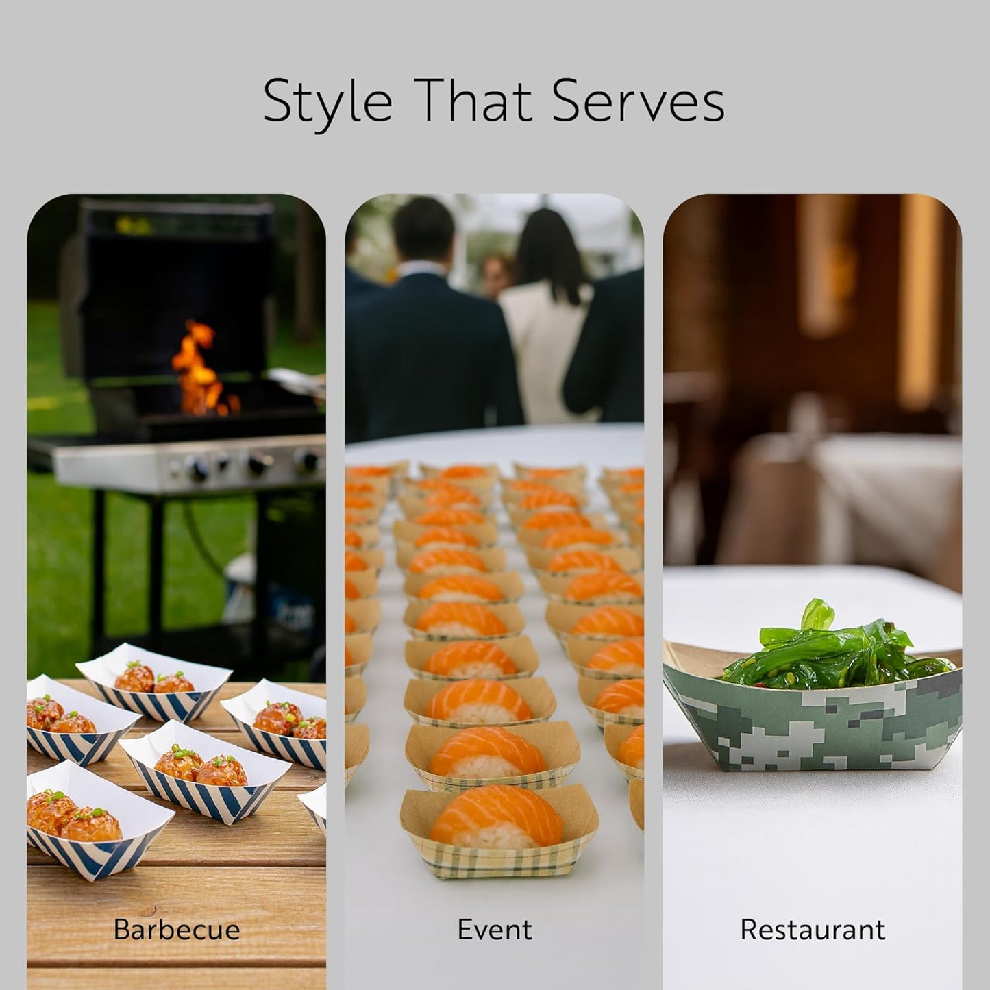 Restaurantware Bio Tek 1 Pound Food Boats 200 Disposable Paper Food Trays - Heavy-Duty Greaseproof Striped Paper Food Boats For Snacks Appetizers Or Treats Use At Parties Or Carnivals