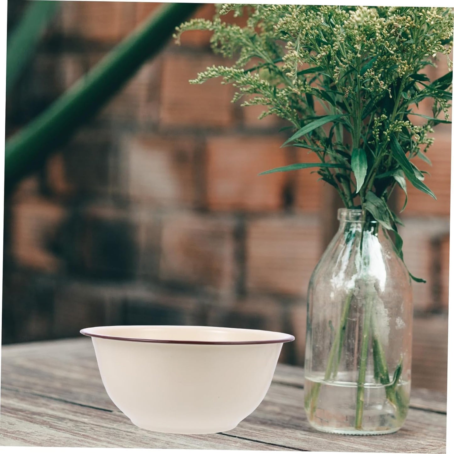 2Pcs Enamel Bowl Deep Ivory White Vintage Kitchen Basin for Food Storage Dough Kneading Soup Serving Smooth Surface Easy to Clean