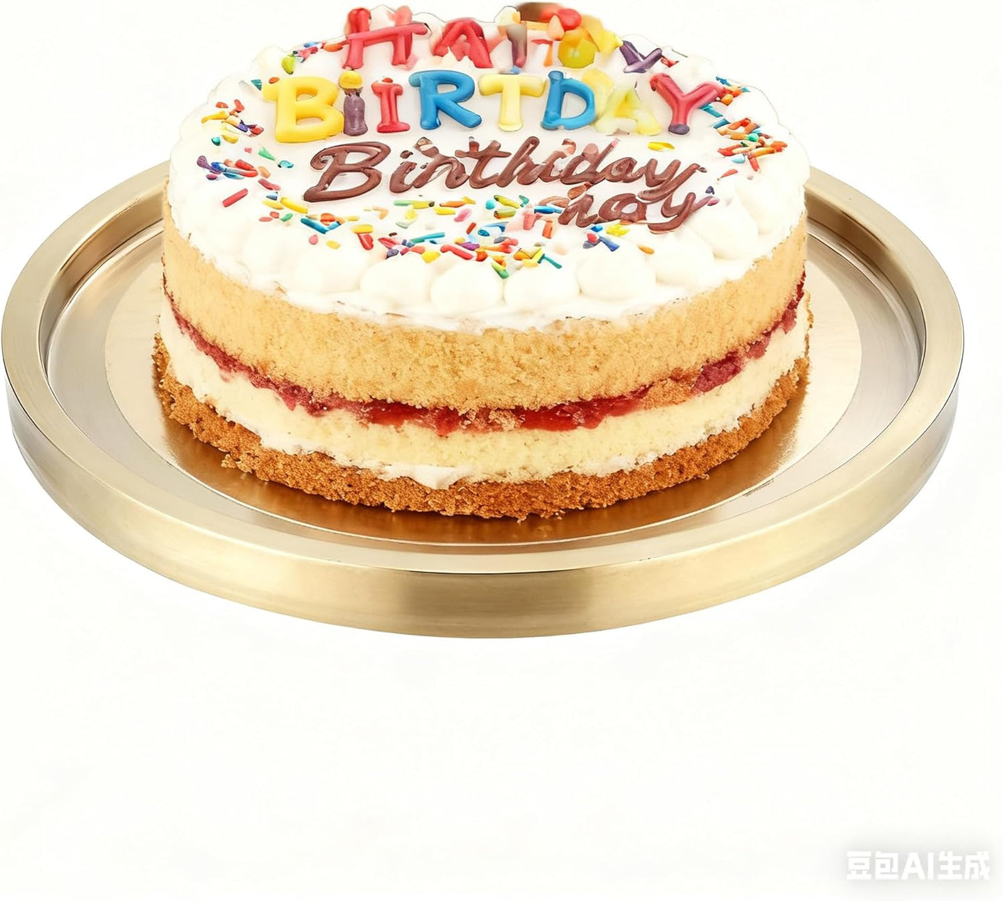 Stainless Steel Round Bar Serving Tray 12.5",Double Wall,Ideal Coffee Table, Decorative,Rotisserie Plate, Tea and Bathroom Serving,Gold