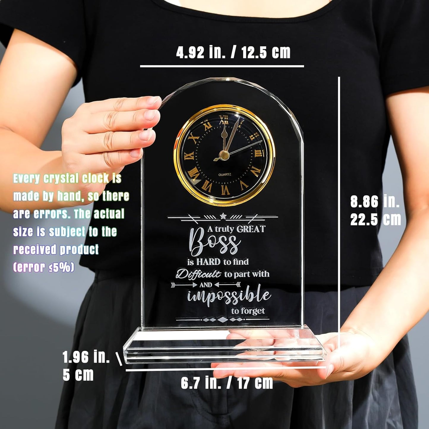 Ornalrist Boss Gifts for Men Women Crystal Clock, Gifts for Retirement Female Boss - Boss Appreciation Gift for Men, Boss's Day Gift Idea - Boss, Mentor, Leader Desk Office Home Decor