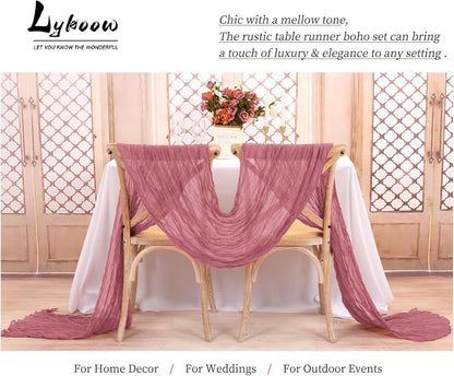 15 Packs Cheesecloth Table Runner Dusty Rose,10 Ft Dark Pink Rustic Gauze Boho Wedding Table Runner Decoration, Wedding Table Decor Table Cloth for Wedding Party Bridal Shower Table,21.5x120in