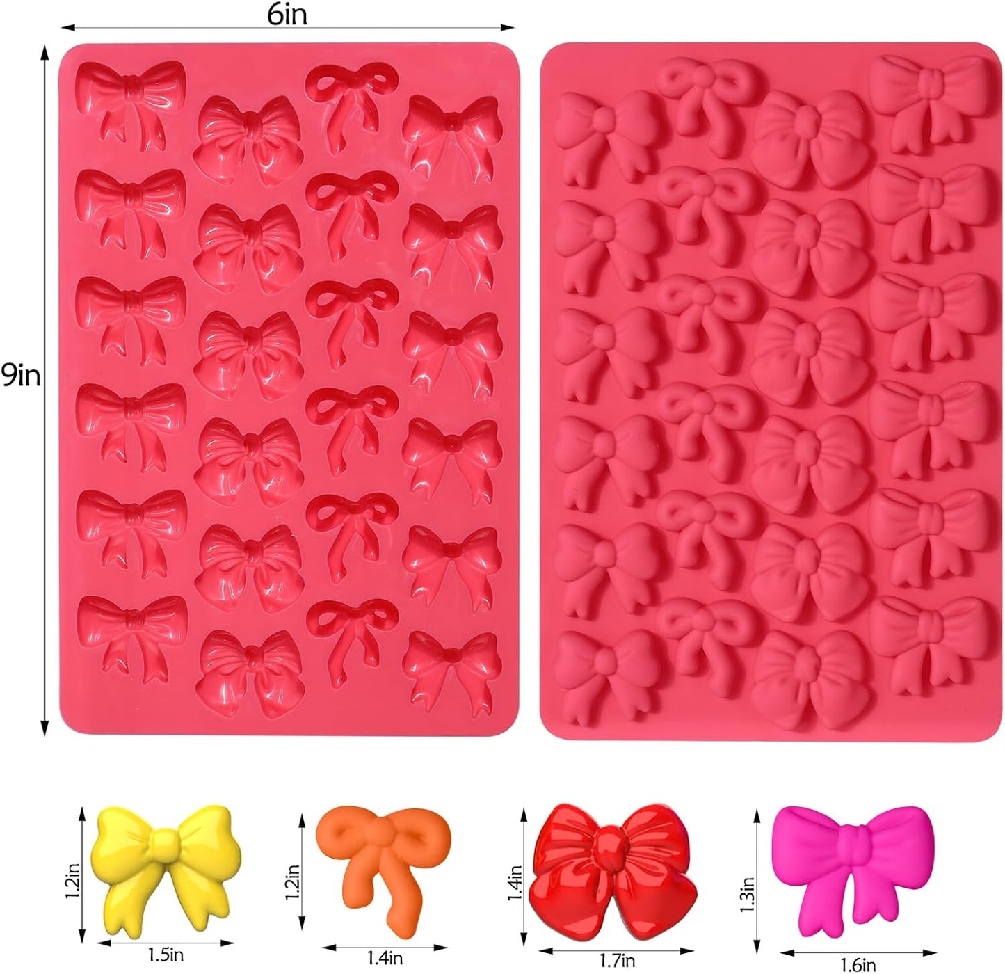 Bow Chocolate Silicone Molds, 2 Pack 48 Cavities Mini Bows Sugar Candy Molds Bowknot Cake Pop Mold DIY Cupcake Toppers Cake Decorating for Birthday Wedding Party
