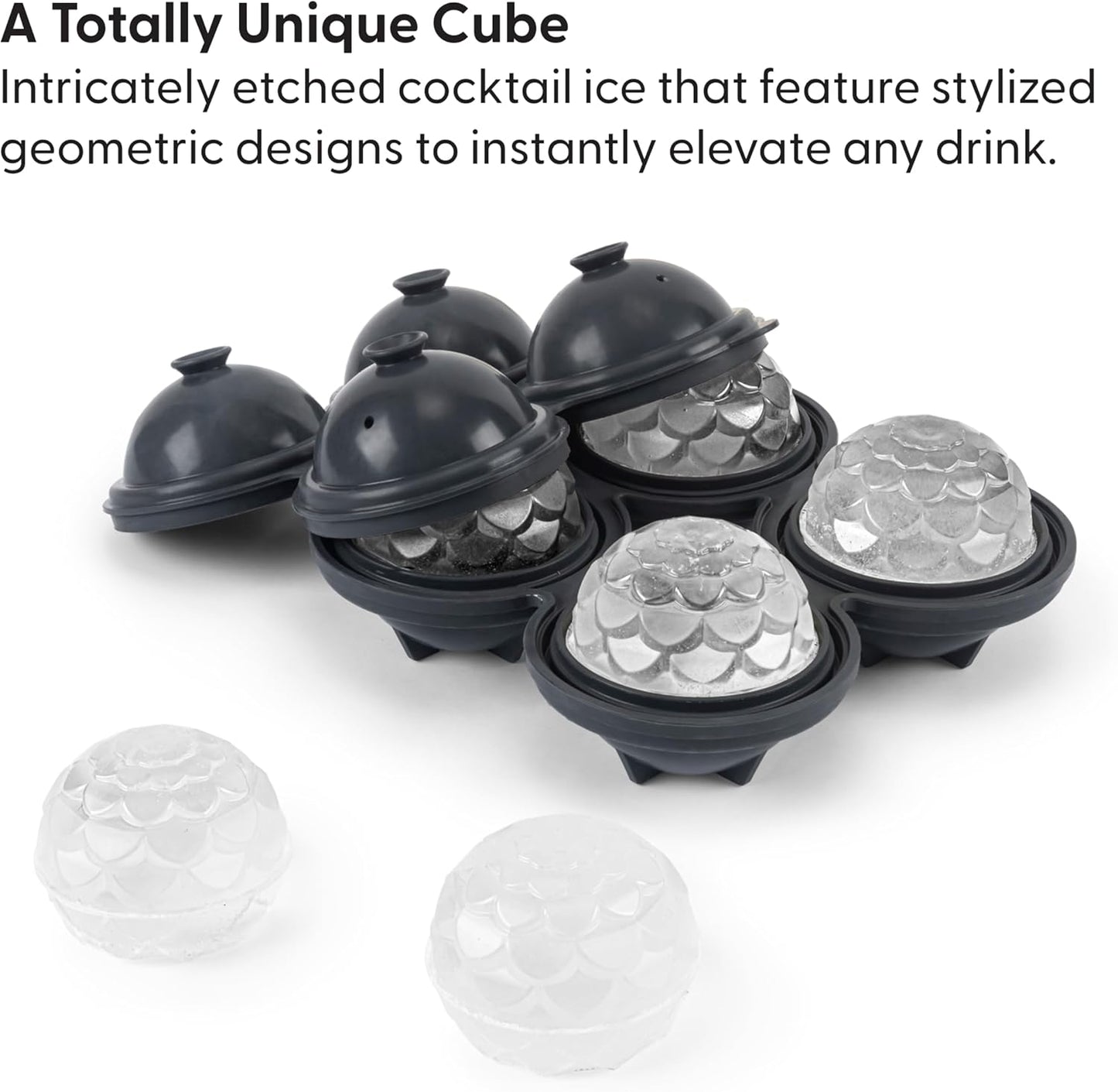 W&P Design Petal Ice Tray, Perfect Etched Spheres, Slow Melting for Whiskey and Cocktails, Food Grade Premium Silicone, Dishwasher Safe, BPA Free