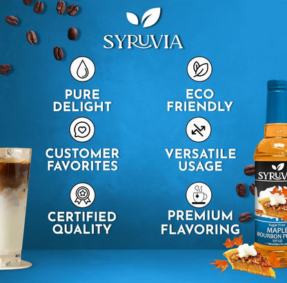 Syruvia Sugar Free Coffee Syrup, Maple Bourbon Pecan Flavored Syrup for Drinks, Lattes, and Desserts – 25.4 fl oz