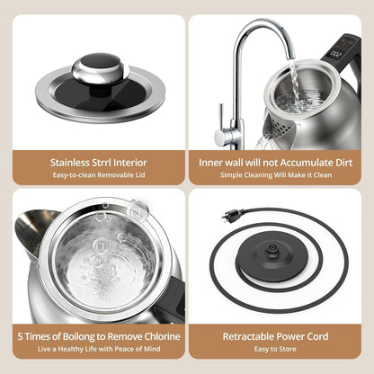 Electric Kettle Temperature Control, 1.7L 1500W Electric Tea Kettle with 13 Temperature Settings, Strix Thermostat, LED Display&Touch Control, Auto Shut-Off Protection, Boil Dry Protection