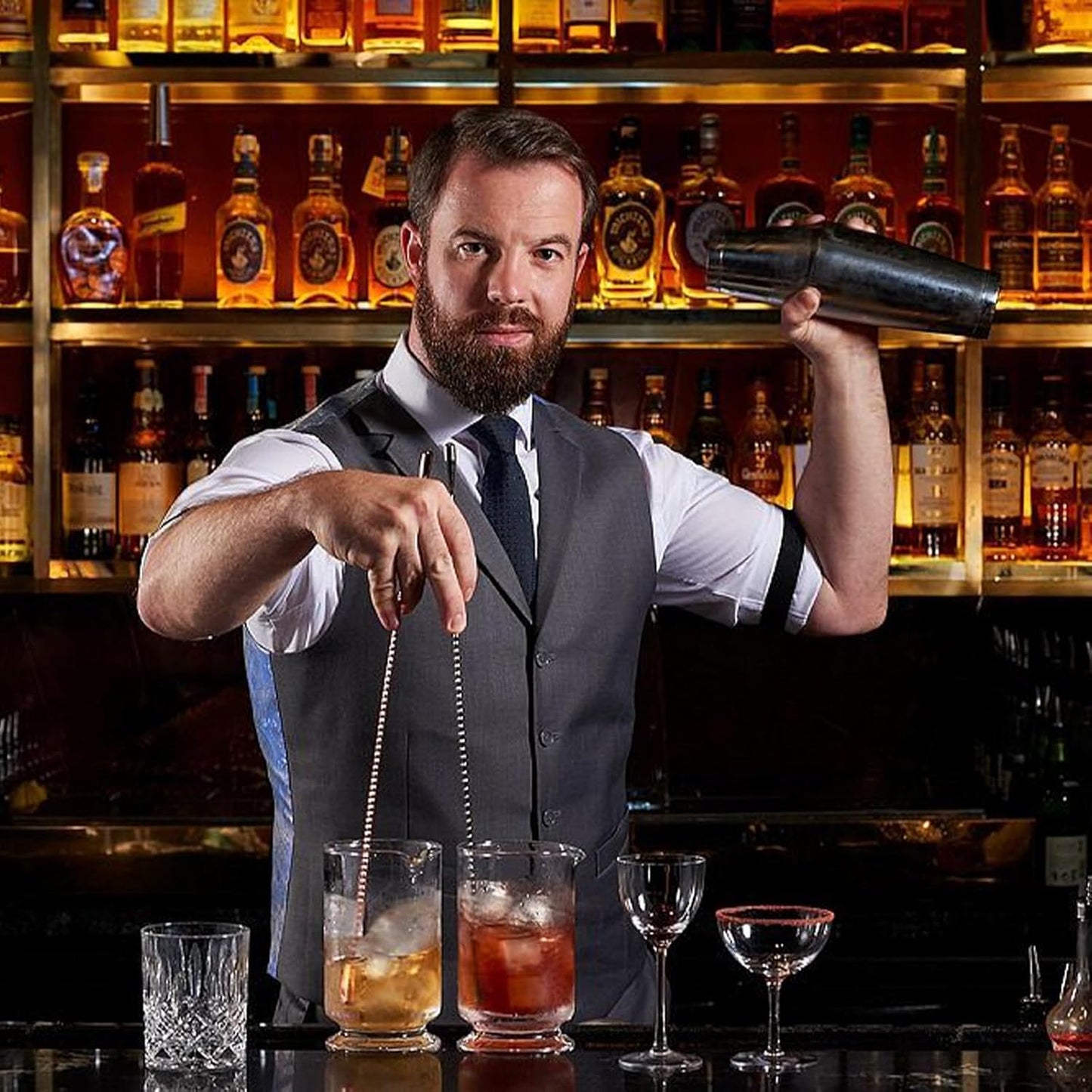 Boston Shaker Cocktail Set Bartender Kit, 12 Pcs Drink Shaker with Strainer Bartending Martini Shaker Tin with 18oz & 28oz Mixed Alcohol Shaker Professional Stainless Steel Bar Tool for Beginner