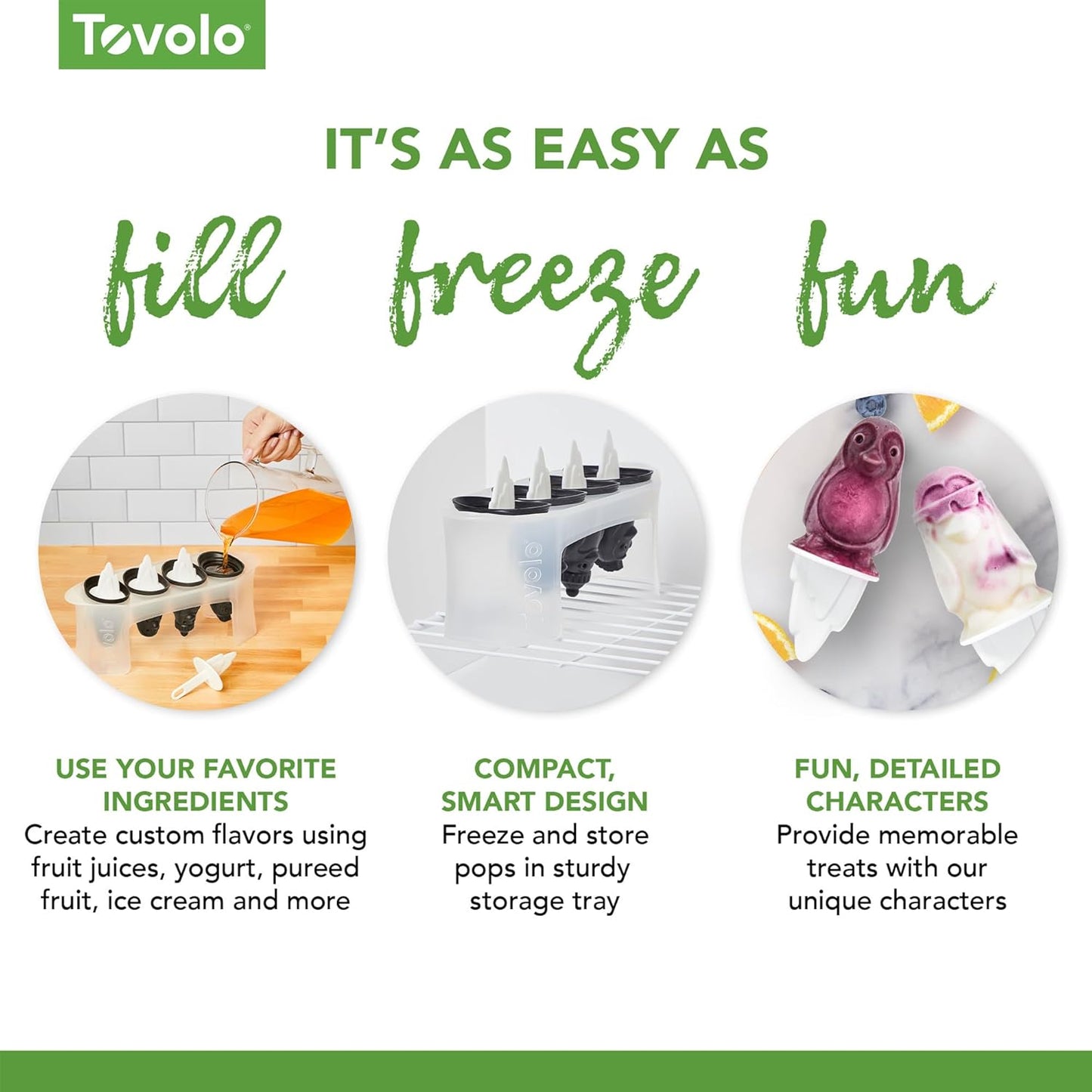 Tovolo Silicone Popsicle Molds with Sticks (Penguin) - Ice Pop Molds with 4 Cavities for Homemade Flavored Ice Pops & Frozen Snacks - Popsicle Maker with Drip-Guards, Dishwasher Safe & BPA-Free