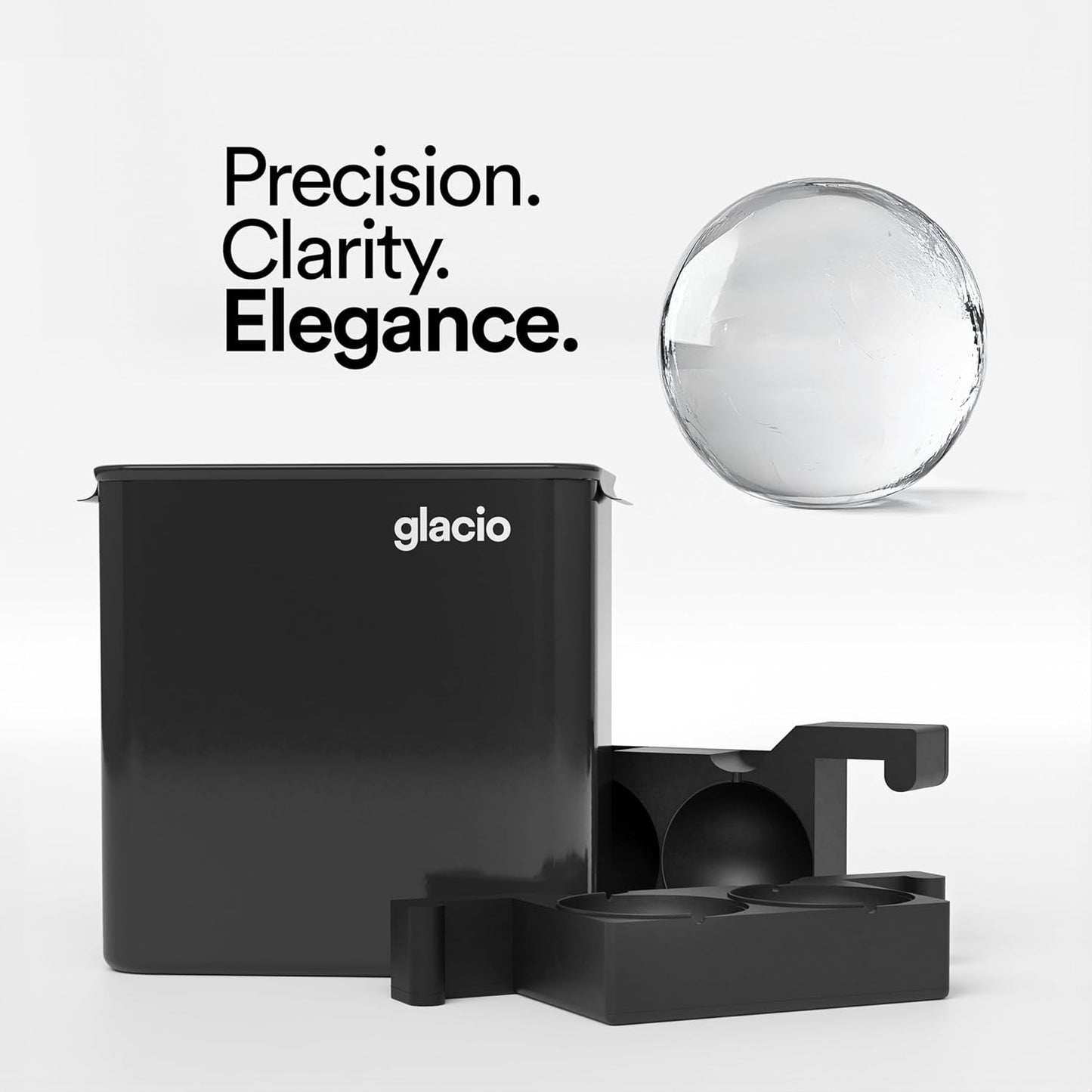 glacio Clear Ice Maker Set – Crystal Clear Ice Ball & Cube Molds for Whiskey and Cocktails | Dilution-Free Directional Freezing Design | Easy Removal
