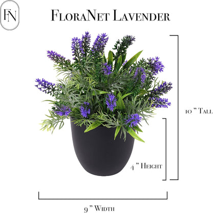3 PACK 10" H Artificial Plant Greenery Pot (9" W Potted Greenery: Fake Faux Lavender Eucalyptus Boxwood) for Home Decoration Shop Decor Office Desk Dining Table Kitchen Washroom Garden Party Wedding