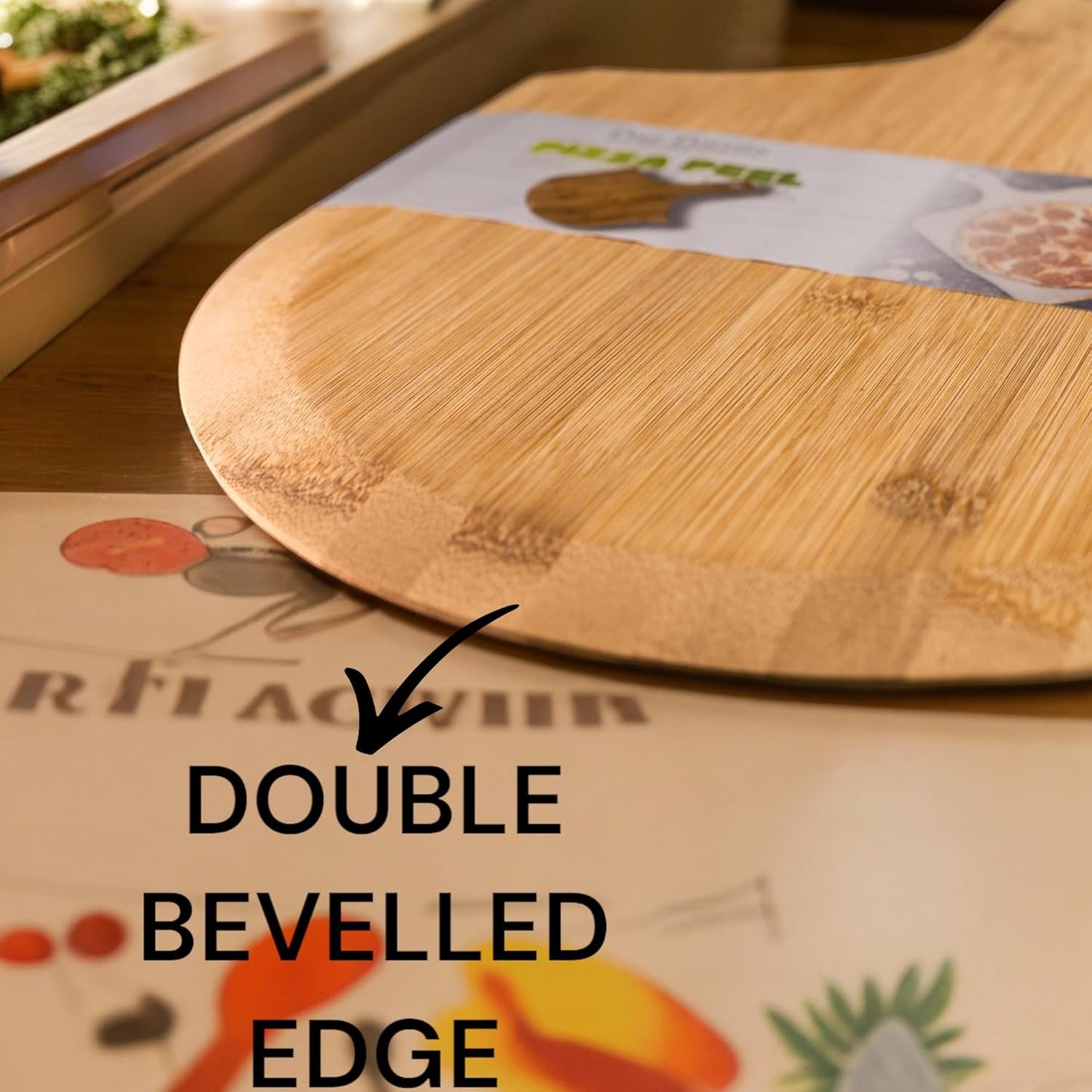 PREMIUM Wood Pizza Peel 12 inch, Easy Glide, Non Stick Surface,GOURMET Wood Pizza Peel, Homemade Pizza. Bambo pizza peel