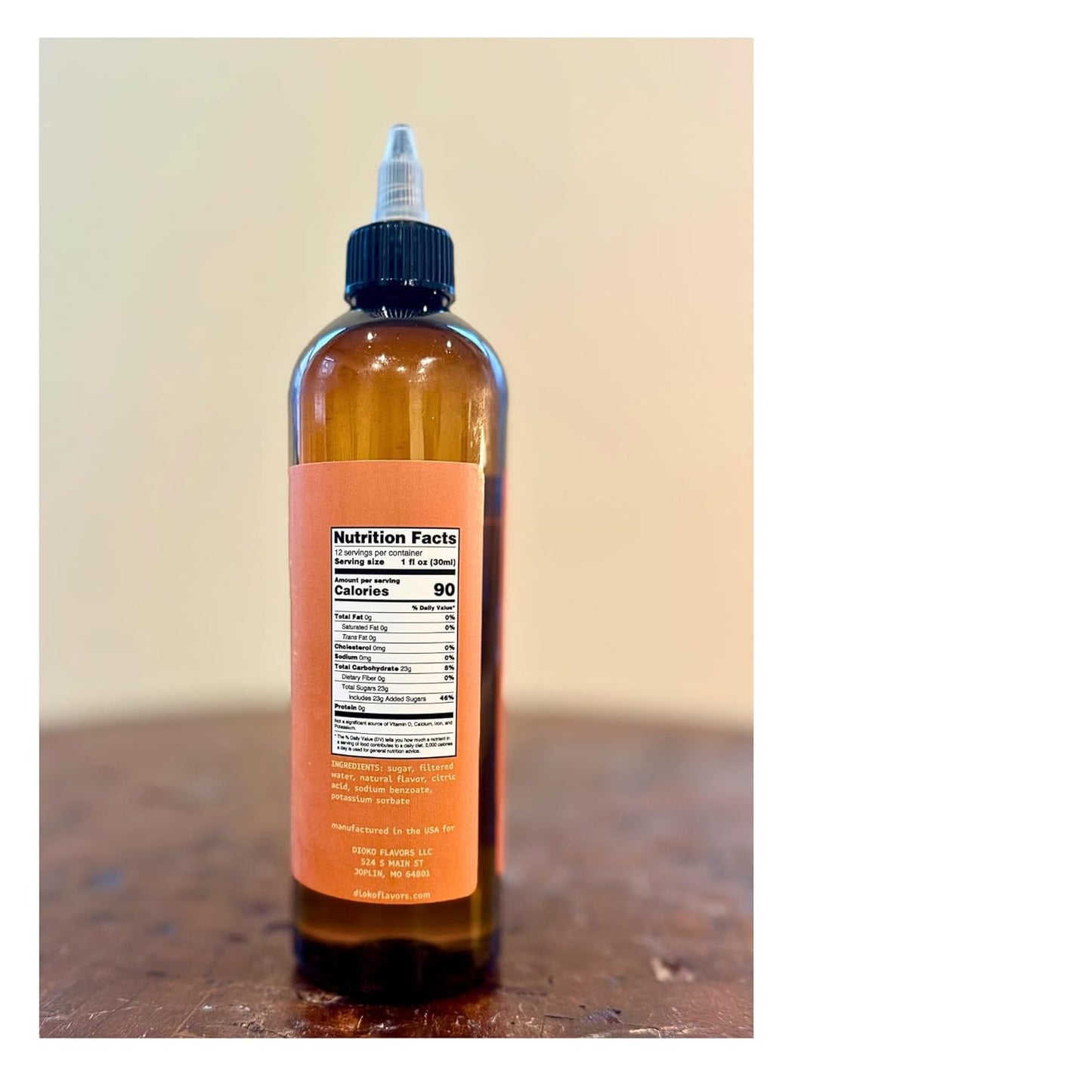 Dioko Simple Syrup, 12 fl. oz Premium Coffee & Dessert Syrup with Easy Pour Spout | No Artificial Dyes or Colors | Perfect for Lattes, Iced Coffee, Cocktails, Pancakes & More (Caramel)