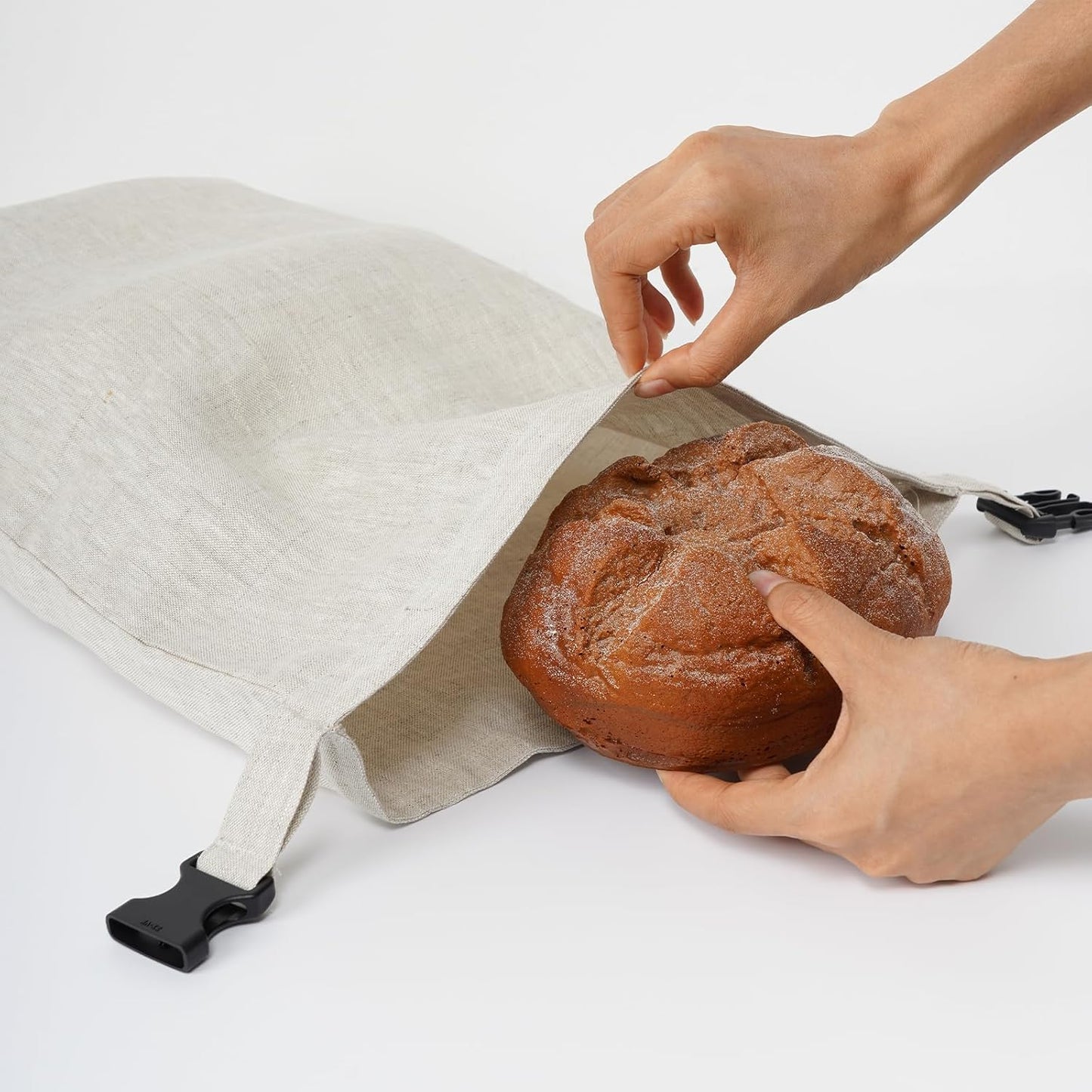 2 Pack 100% Linen Bread Bags for Homemade Bread Sourdough 13 x 19.6 Inch Reusable Bread Storage Bag 7.8 x 28.7 Inch for large Baguette (Linen)