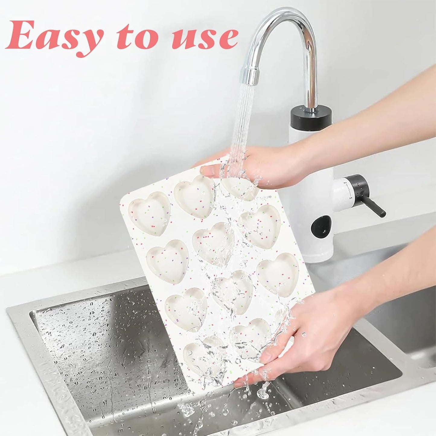 2 Inch Silicone Heart Muffin Pan,12-Cavity Heart Silicone Molds Small Hearts Shape Cake Pan Valentines Chocolate Molds for Baking,Candy, Cake, Soap