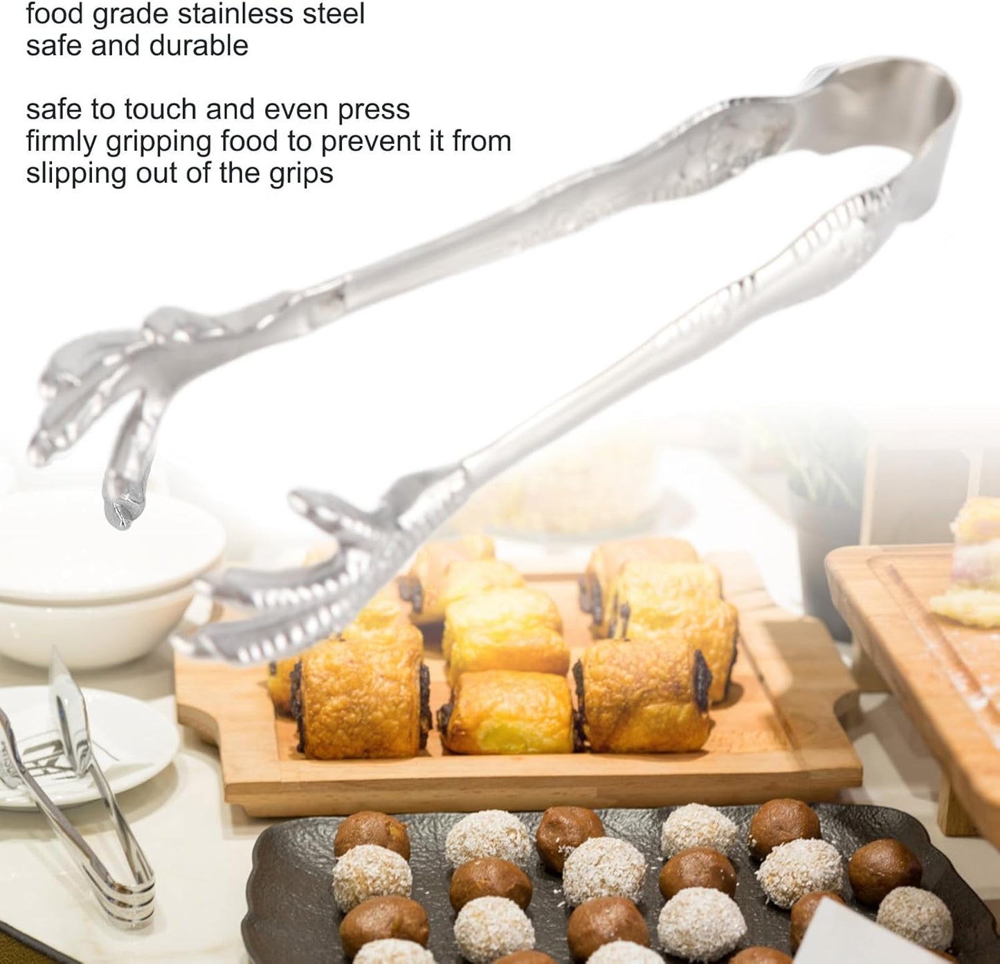 Eagle Claw Style Ice Tongs, Stainless Steel Prevents Slipping Eagle Claw Serving Tongs for Home Bar Sugar Cubes