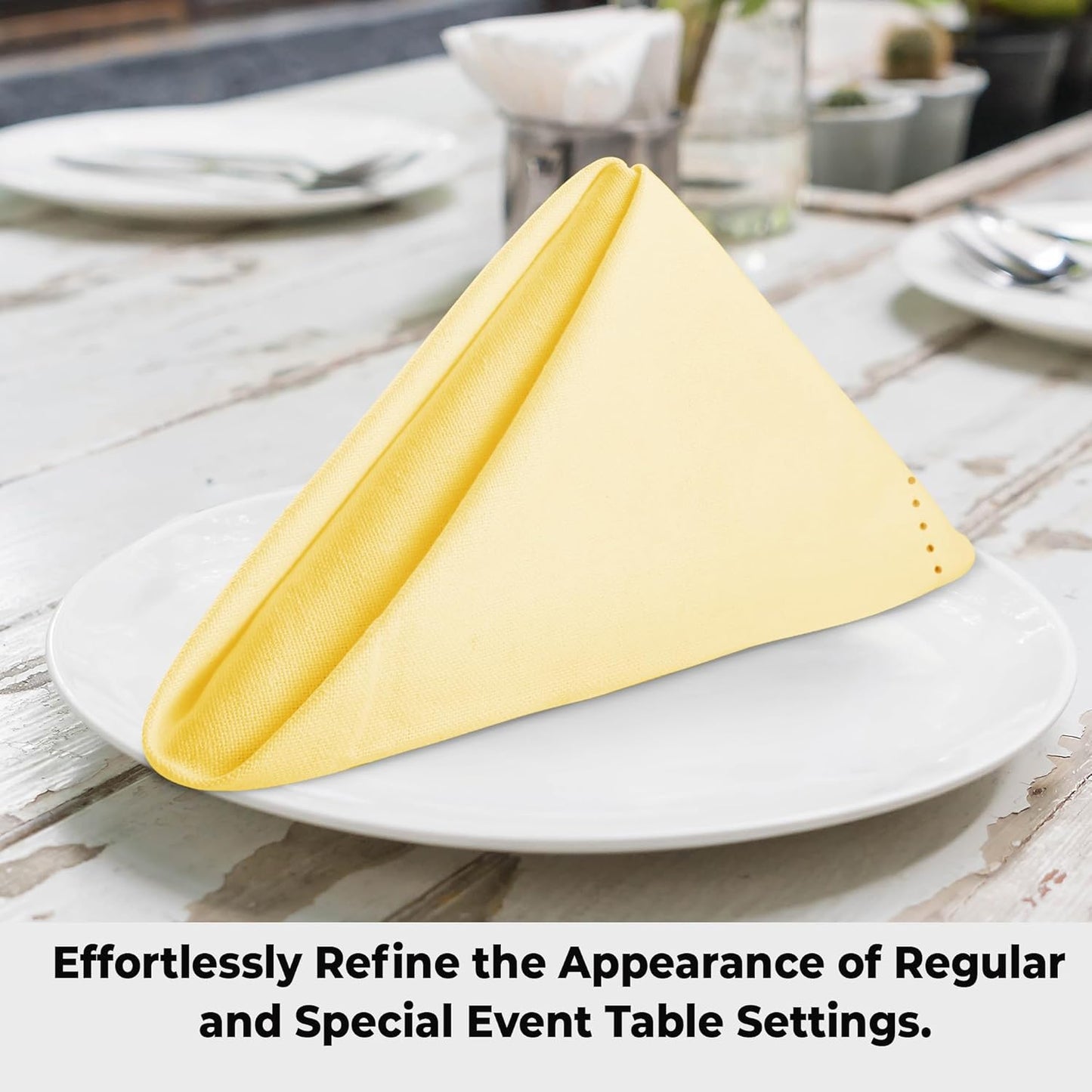 Urban Villa Cloth Napkins Set of 12 20x20 Inches 100% Cotton Hemstitch Napkins Cloth Washable Durable Reusable Absorbent Table Dinner Napkins Cloth for Hotel Lunch Restaurant Weddings Parties – Yellow