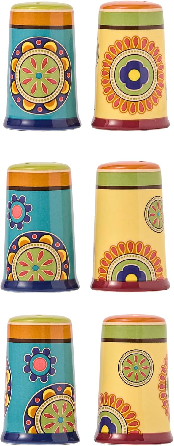 Bico Tunisian Ceramic Salt & Pepper Shaker Set, for Kitchen or Decor, Dishwasher Safe