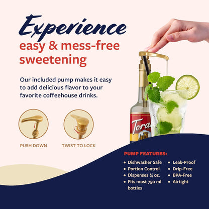 Torani Mojito Mint Syrup for Drinks, Flavoring for Lemonade, Sodas, and Mocktails, Glass Bottle with Pump Included, 25.4 Fl Oz