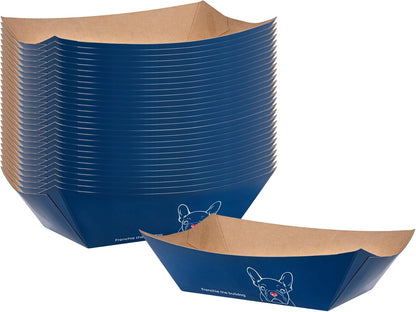 Restaurantware Bio Tek 1 Pound Food Boats 200 Disposable Paper Food Trays - Heavy-Duty Greaseproof Frenchie Paper Food Boats For Snacks Appetizers Or Treats Use At Parties Or Carnivals