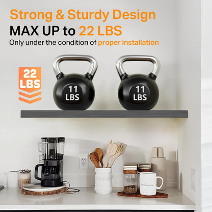 BAYKA Grey Floating Shelves for Wall, Wall Mounted Rustic Wood Shelves for Bathroom, Bedroom, Living Room, Kitchen,Small Hanging Shelf for Books/Storage/Room Decor (Set of 3, 15.7in)