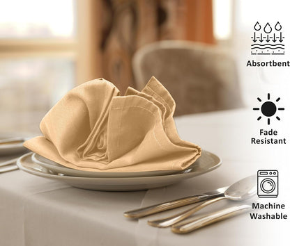 Ruvanti Cloth Napkins Set of 12, 18x18 Inches Napkins Cloth Washable, Soft, Durable, Absorbent, Cotton Blend. Table Dinner Napkins Cloth for Hotel, Lunch, Restaurant, Wedding, Parties - Yellow Gold