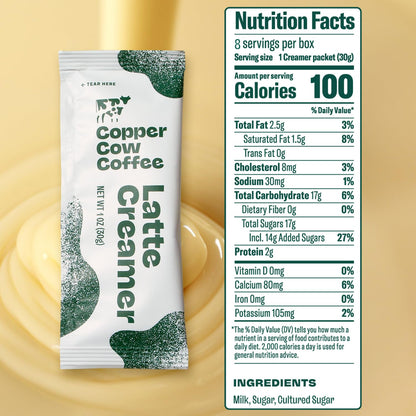 Copper Cow Coffee Pour Over Vietnamese Coffee Pouches + Sweetened Condensed Milk Creamers (8 Coffees & 8 Milk Creamers) | Classic Black Lattes, No Refrigeration Needed, Travel Friendly Ground Coffee