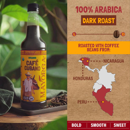 Mayorga Espresso Listo – Organic Espresso Ready-to-Drink Coffee, 24.35 fl oz Bottle, Bold Smooth Flavor, Cold Brew Style, Barista-Quality, Sustainably Sourced - 24 Servings