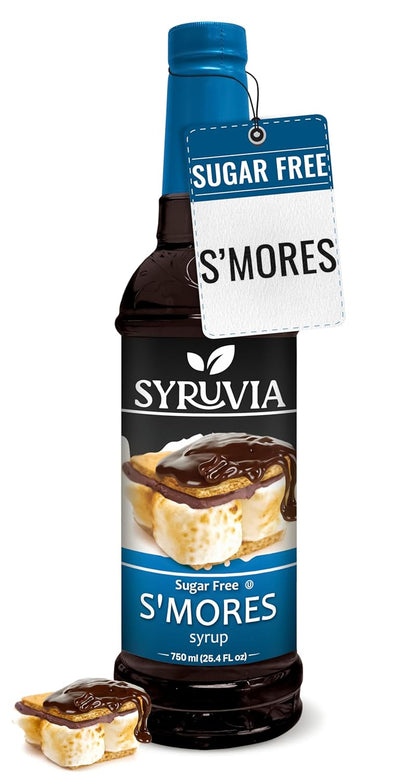 Syruvia Sugar Free Coffee Syrup, S'mores Flavored Syrup for Drinks, Lattes, and Desserts – 25.4 fl oz