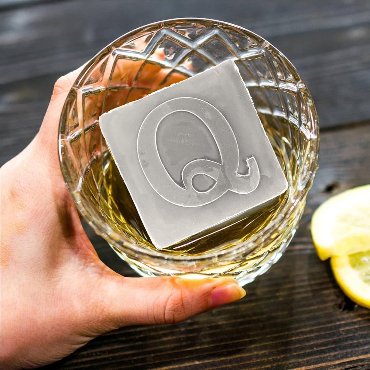 Letter Q Monogram Ice Cube Mold Custom Ice Cube Mold 2 Inch Big Initials Silicone Ice Cube Tray Gifts for DAD Gifts for Him