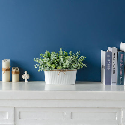 Dahey Fake Eucalyptus Plants Indoor for Farmhouse Home Decor Artificial Faux Plants in Rustic Rectangular Pots Table Centerpiece for Bathroom Office Living Room Shelf Laundry Decor, 7" L x 4" H