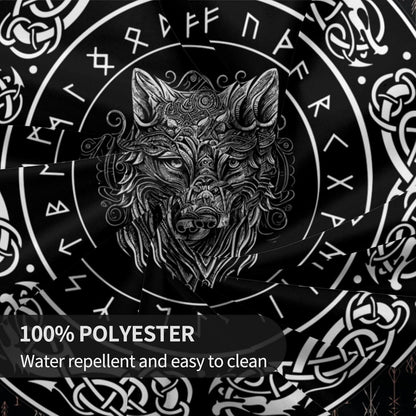 Norse Viking Tablecloth, Nordic Mythology Tree of Life Crow Ancient Mythical Viking Wolf Print Water Resisitant Table Cover for Dining Kitchen Living Room Home Party Holiday Decor 70 inch Round