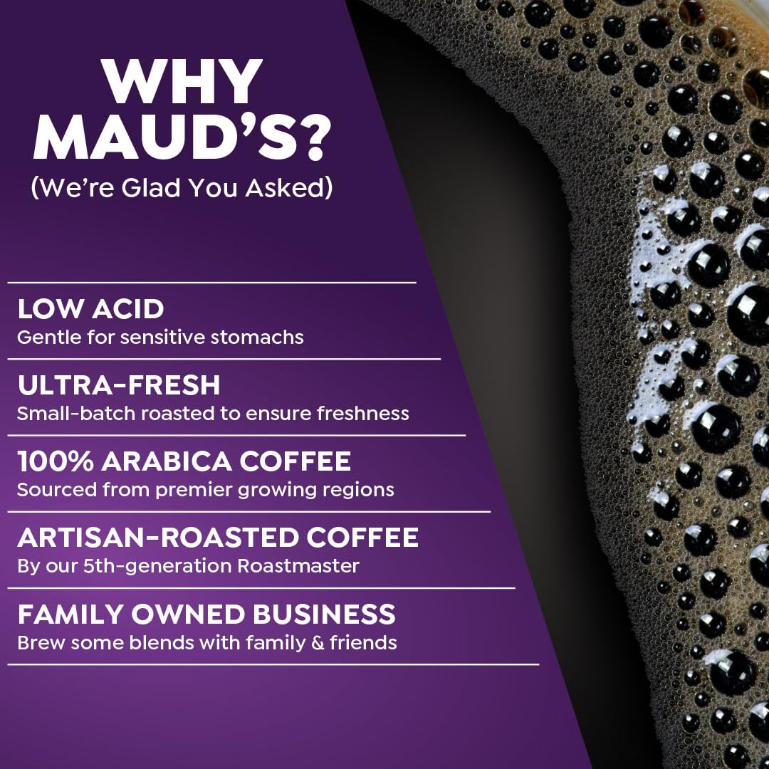 Maud's Half Caff Coffee Pods, 18 ct, Medium Roast Coffee in Recyclable Single Serve Pods – 100% Arabica Coffee, Compatible with Keurig K Cups Maker