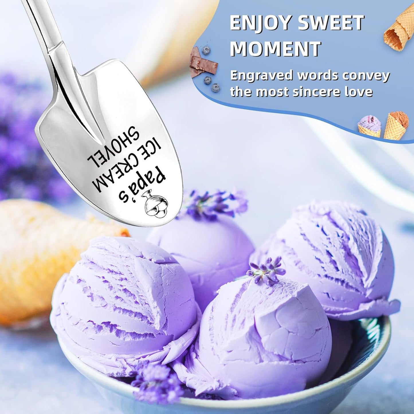 Christmas Unique Gifts for Papa from Daughter, Son, Wife - Funny Ice Cream Scoop Shovel Gifts for Dad, Daddy, Papa, Father-in-Law, Grandpa - Christmas Stocking Stuffers for Step Dad, Birthday Presents