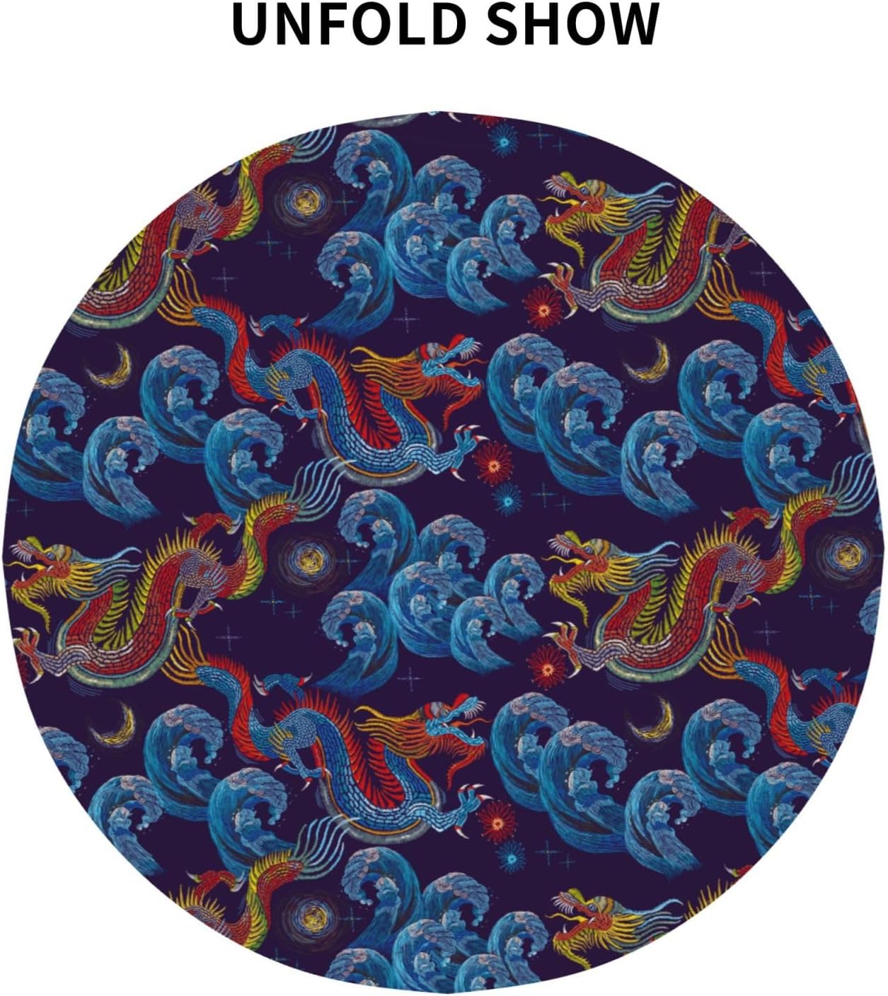 Chinoiserie Tablecloth Round, Traditional Zodiac Dragon Vintage Asian Style Oriental Luxury Water Resisitant Table Cover for Dining Kitchen Living Room Home Party Holiday Decor 36 inch Round