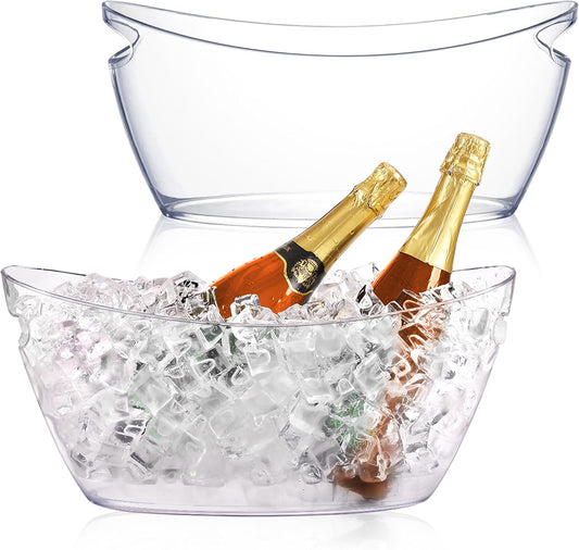 Ice Buckets for Parties, 2pcs Acrylic Champagne Beverage, Drinks Buckets Tub for Cocktail Bar, 5.5L Ice Bucket for Christmas Party(16.5 * 7.3 * 6.8inch)
