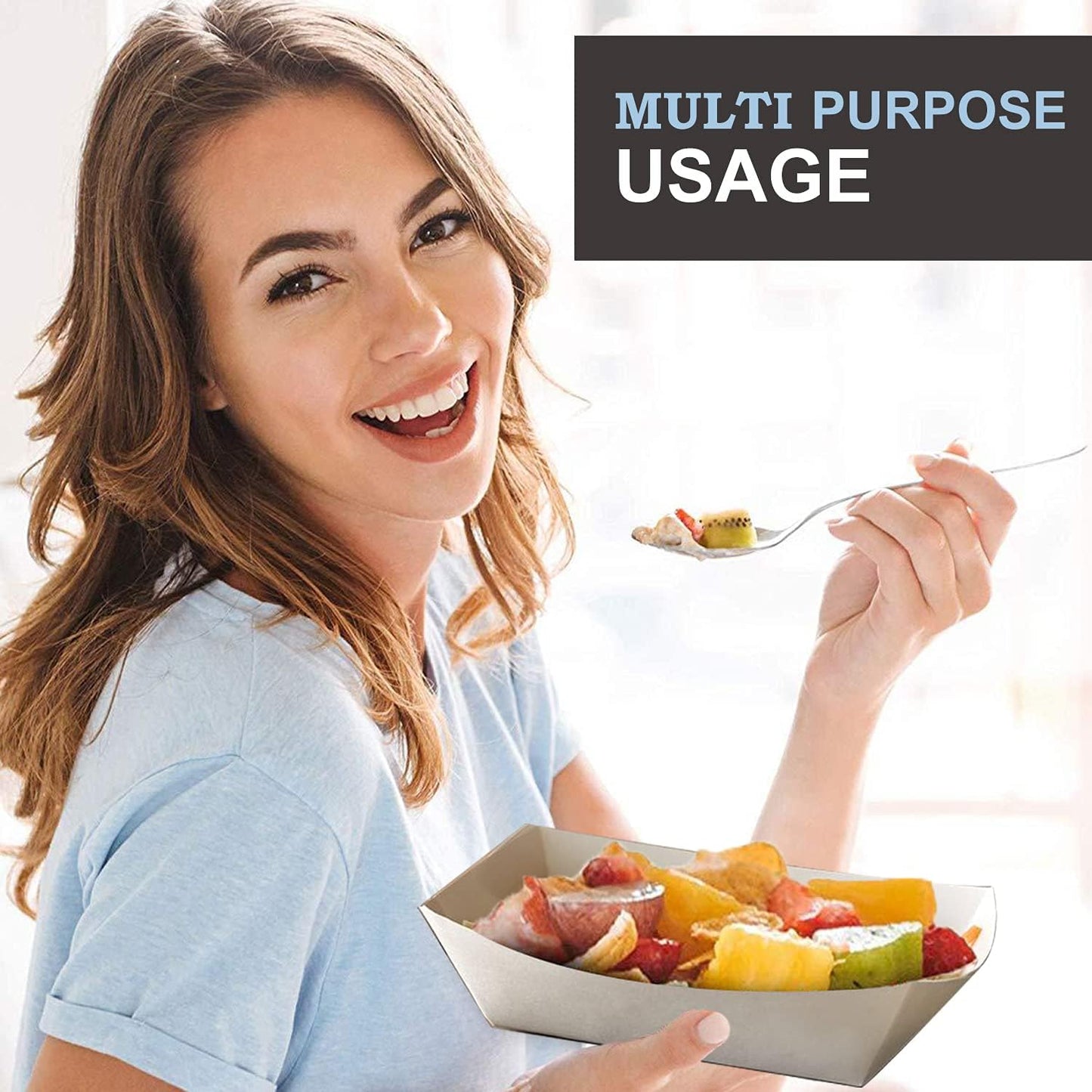 Angel's Peel Lounge White Paper Food Tray- Grease-Resistant and Microwavable- Heavy Duty Paper Trays Great for Tacos, Nachos, Fries, BBQ's, Picnics, Carnivals and Parties (3 lb) Pack of 100