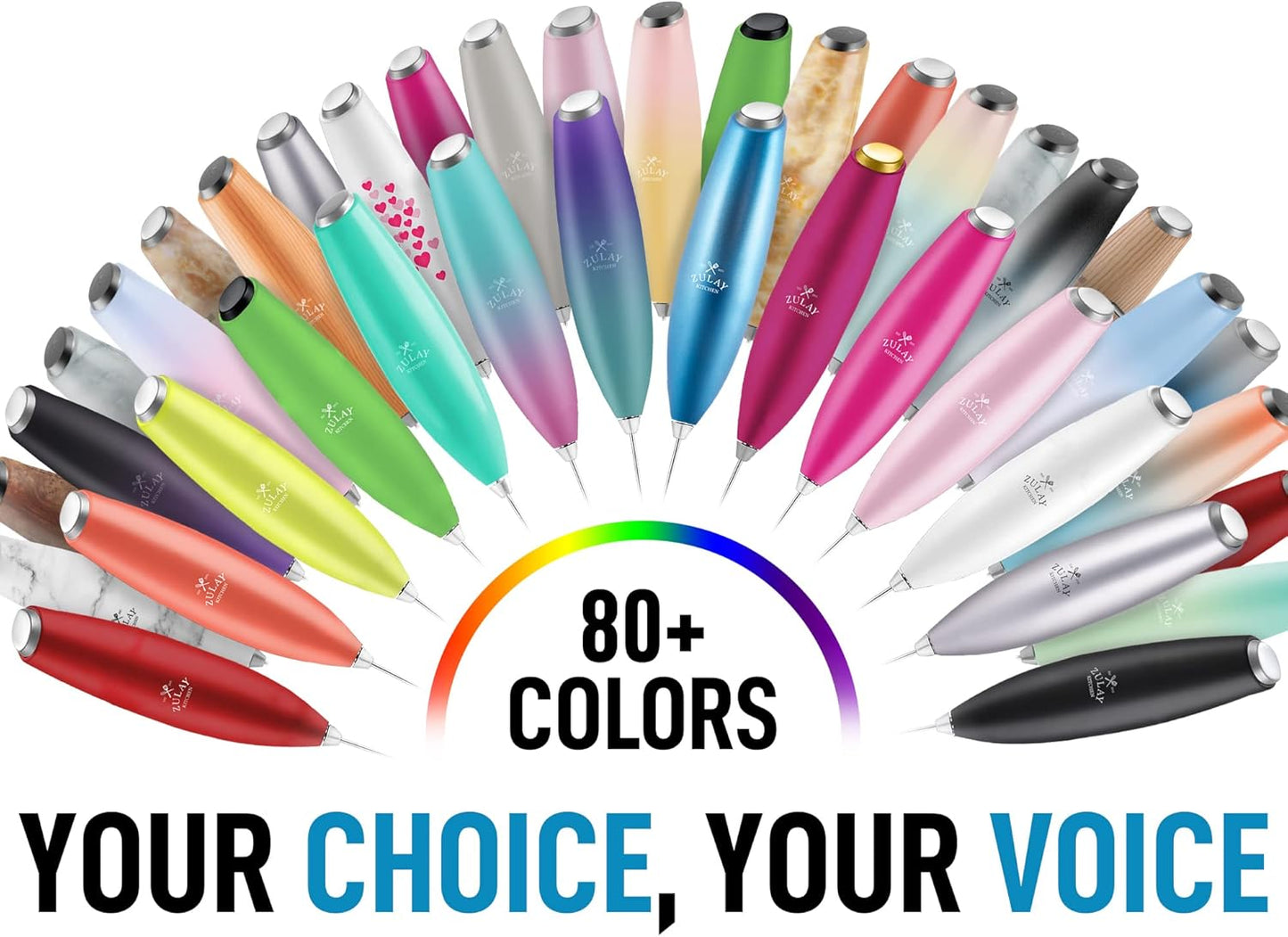 Zulay Kitchen Milk Frother Handheld Electric Whisk with AA Duracell Batteries – Durable Drink Mixer for Coffee, Lattes, Cappuccinos & More - Metallic Blue