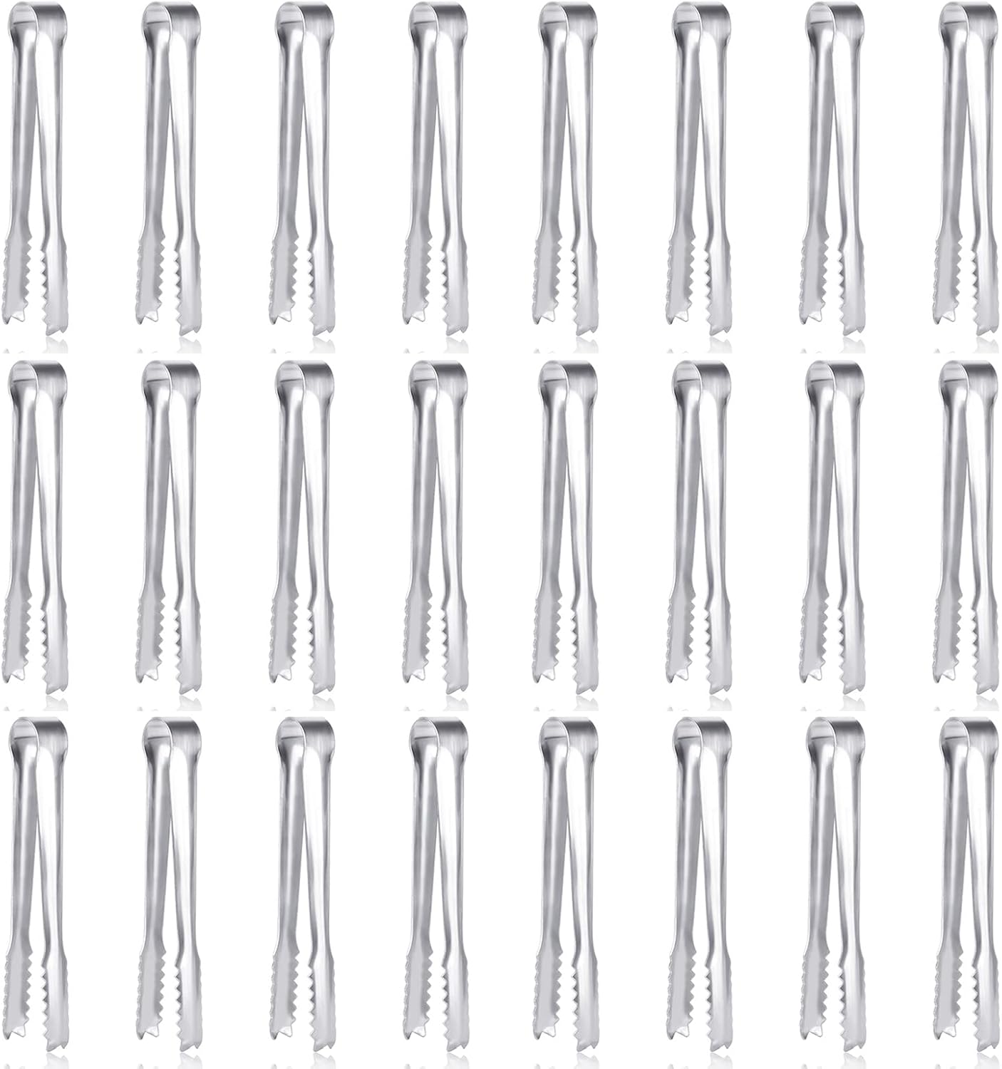 24 Pack Premium Small Serving Tongs,Dmoera Mini Stainless Steel Appetizer Tongs, 5 Inch(12.7cm)