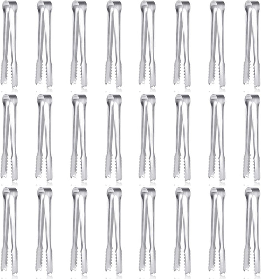 24 Pack Premium Small Serving Tongs,Dmoera Mini Stainless Steel Appetizer Tongs, 5 Inch(12.7cm)