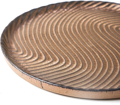 Vanity Tray, Candle Tray, Bathroom Tray, Countertop Tray, Perfume Holder Organizer, Decorative Tray for Dresser, Table, Bathroom Countertop, Home décor, Round, Brown, 8"×8"